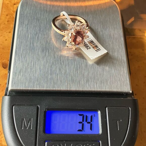 Natural Rose Apatite Moissanite Sterling Silver Ring Size 6 - Picture 9 of 9